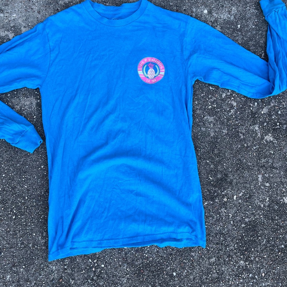 Blue and pink love & pineapples long sleeve shirt..